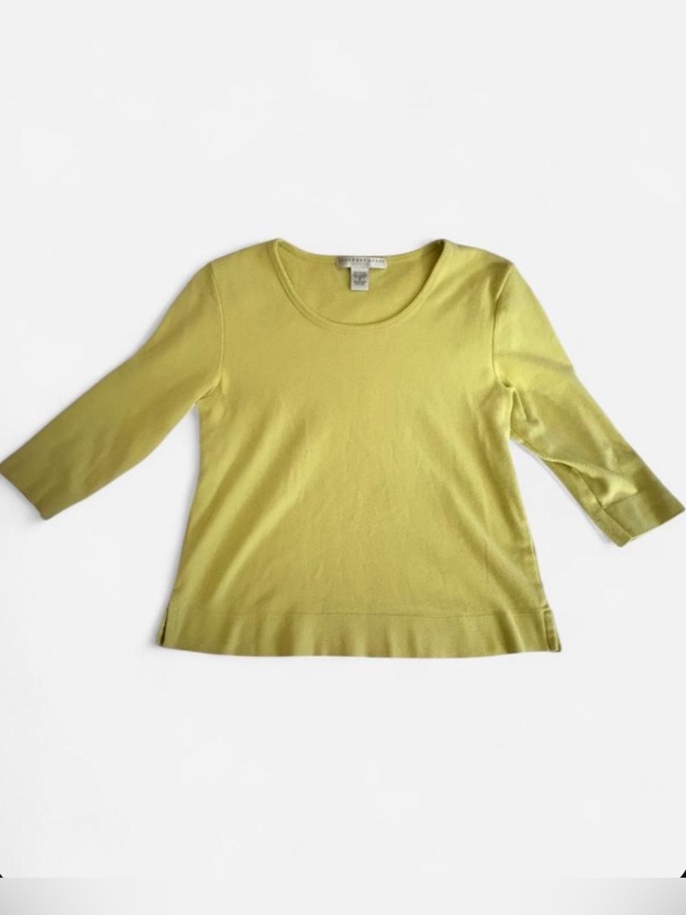 Geoffrey Beene Olive Green/Yellow 3/4 Sleeve Top | Women's Size: Medium